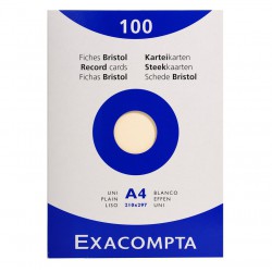 100 fiches Bristol A4 Ivoire Exacompta - 205 gr/m²
