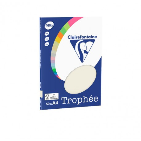 50 feuilles de papier A4 trophée 160 gr/m² de Clairefontaine - plusieurs couleurs disponibles