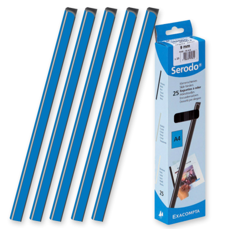 25 baguettes à relier sans machine SERODO A4 6 mm de couleur bleu