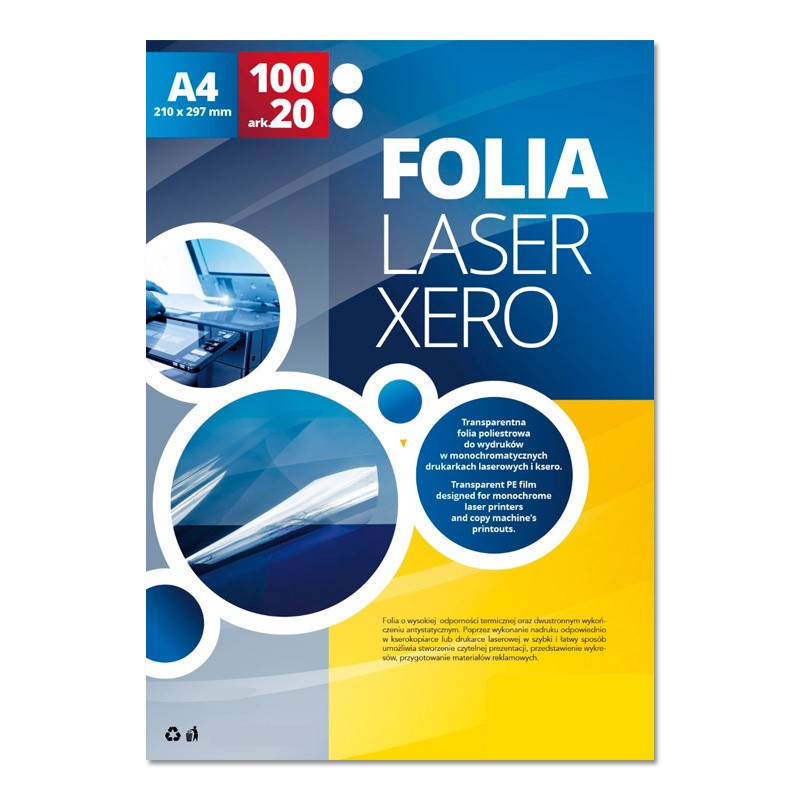 Films A4 transparent pour imprimante laser - 100 feuilles autocollantes