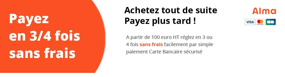 Payez en 3 ou 4 fois sans frais par carte bancaire
